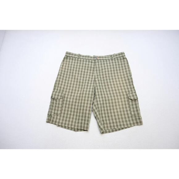 Nike Golf Cargo Shorts Dri Fit Sport Flat Athletic Performance Plaid Mens Sz 38 - Picture 2 of 8